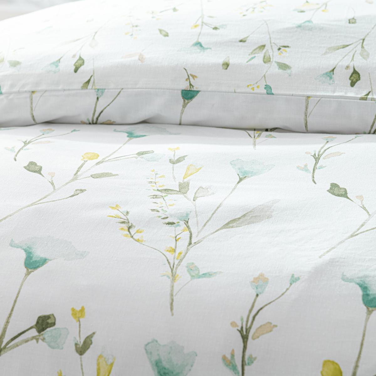 Fiori Green Floral Reversible Duvet Cover and Pillowcase Set Light Green – image 10