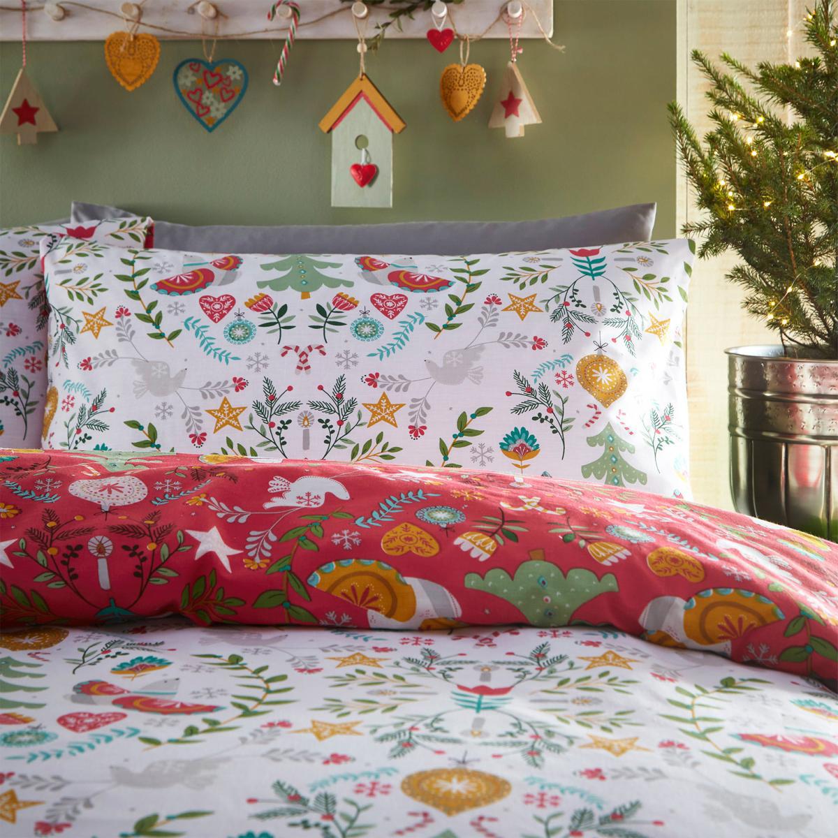 Furn. Scandi Festive Duvet Cover and Pillowcase Set MultiColoured – image 2