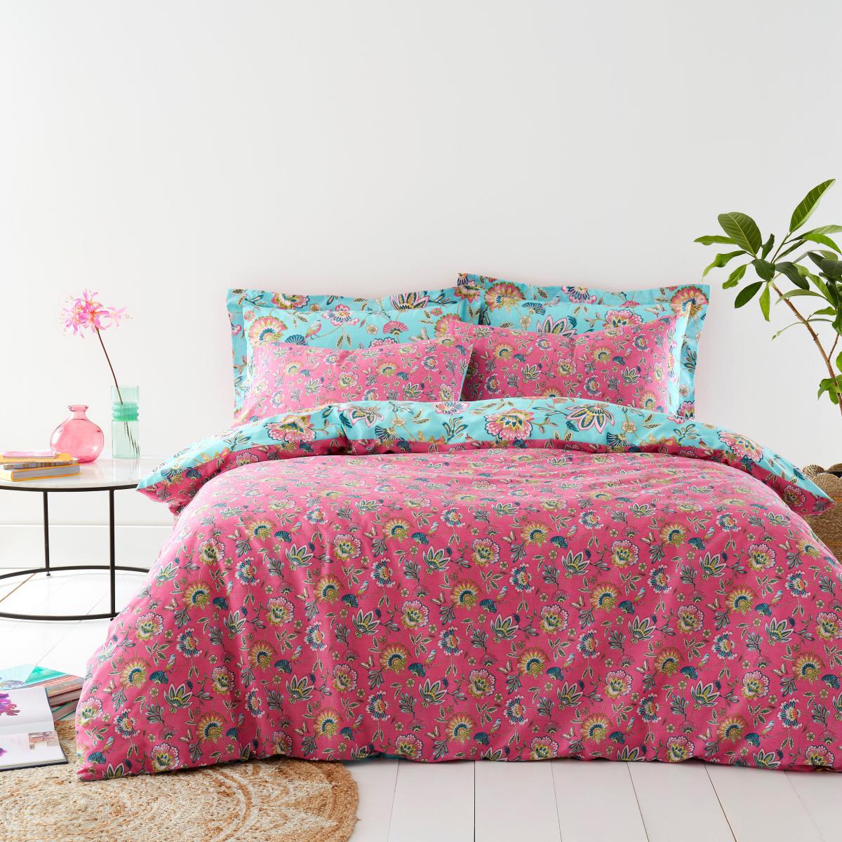 Lana Floral Aqua Duvet Cover and Pillowcase Set Aqua (Blue) – image 2