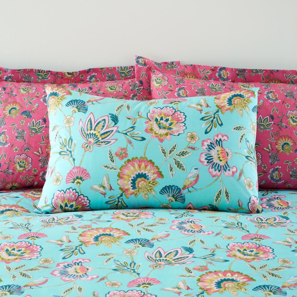 Lana Floral Aqua Duvet Cover and Pillowcase Set Aqua (Blue) – image 3