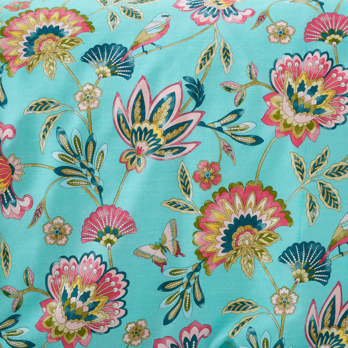 Lana Floral Aqua Duvet Cover and Pillowcase Set Aqua (Blue) – image 4