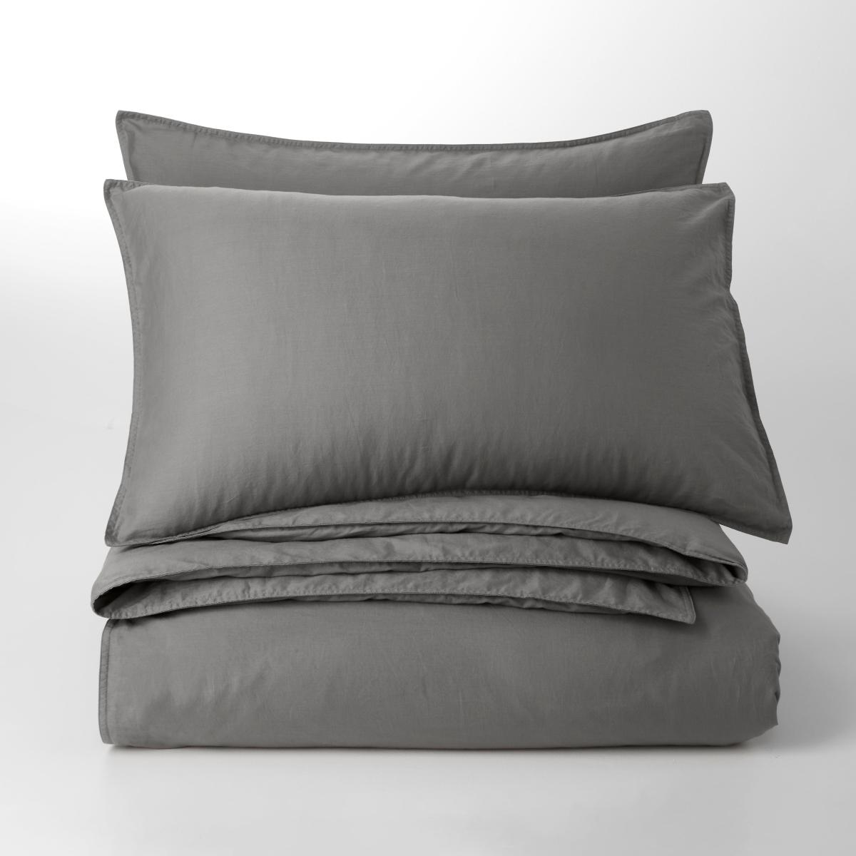 Soft Washed Cotton Duvet Cover and Pillowcase Set Steeple Grey – image 3