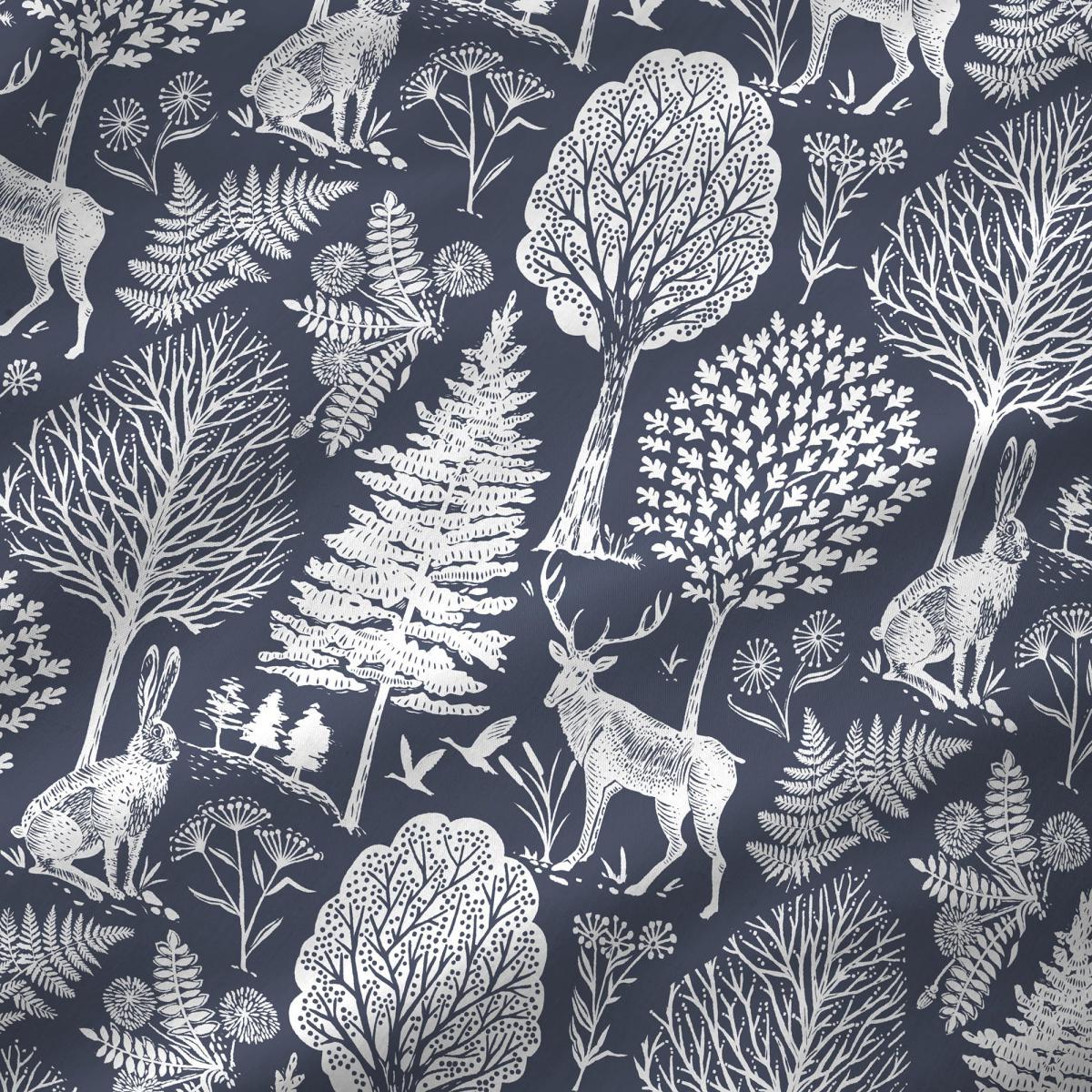 Dream and Drapes Lodge Winter Forest 100% Brushed Cotton Duvet Cover Set Navy – image 2