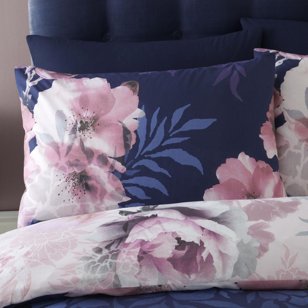 Catherine Lansfield Dramatic Floral Navy Reversible Duvet Cover and Pillowcase Set Navy (Blue) – image 2