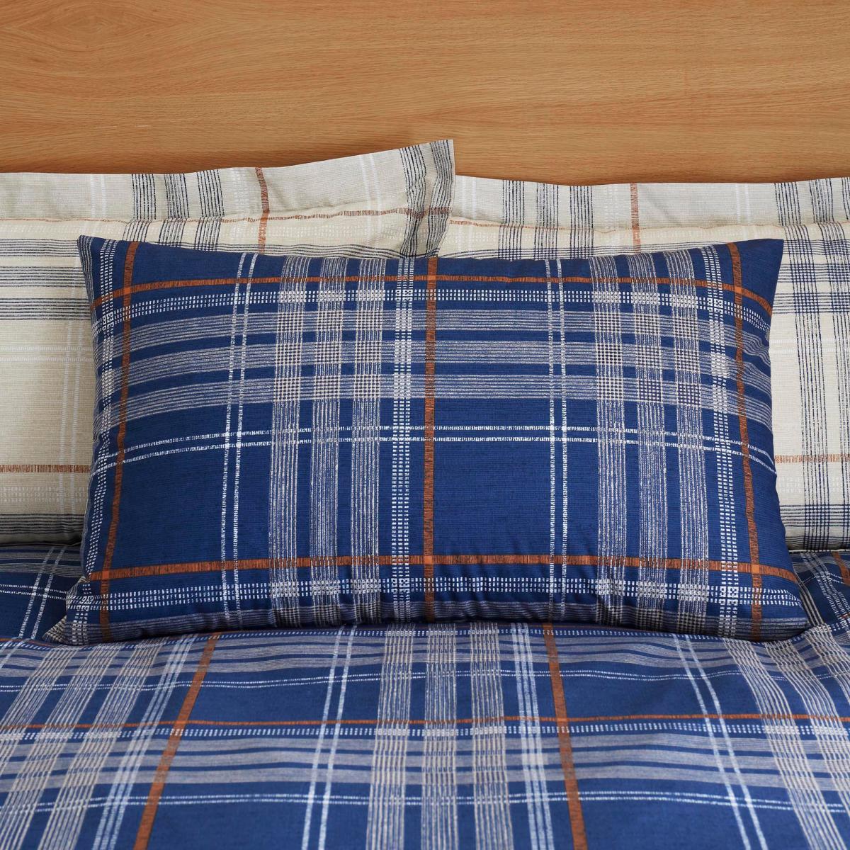 Lennox Check Navy Duvet Cover and Pillowcase Set Navy and White – image 3