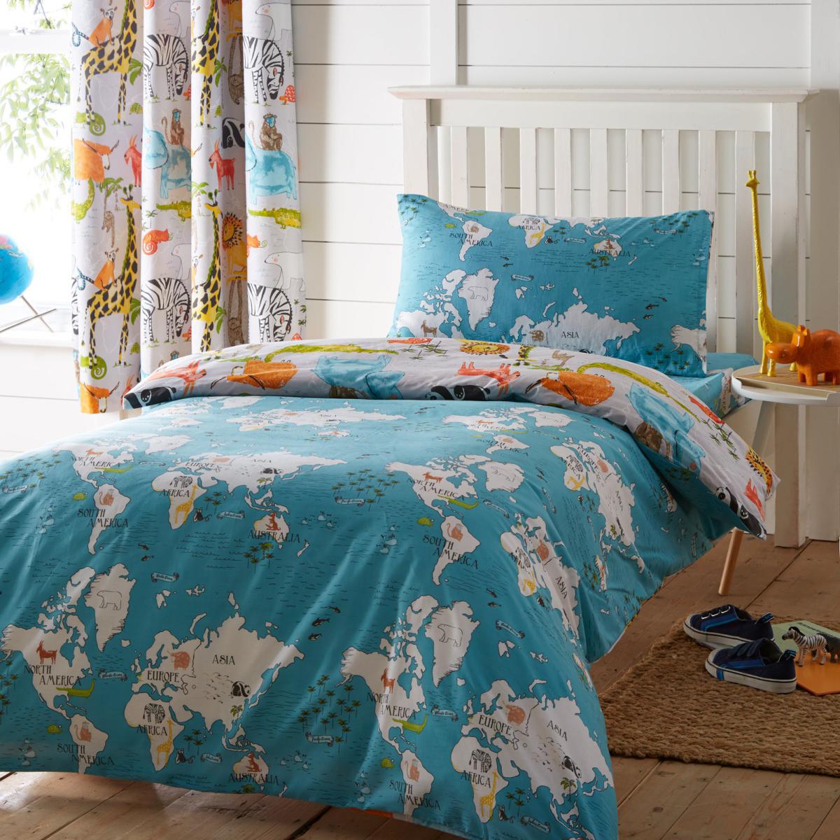 My World Reversible Duvet Cover and Pillowcase Set Blue, Red and Yellow – image 3