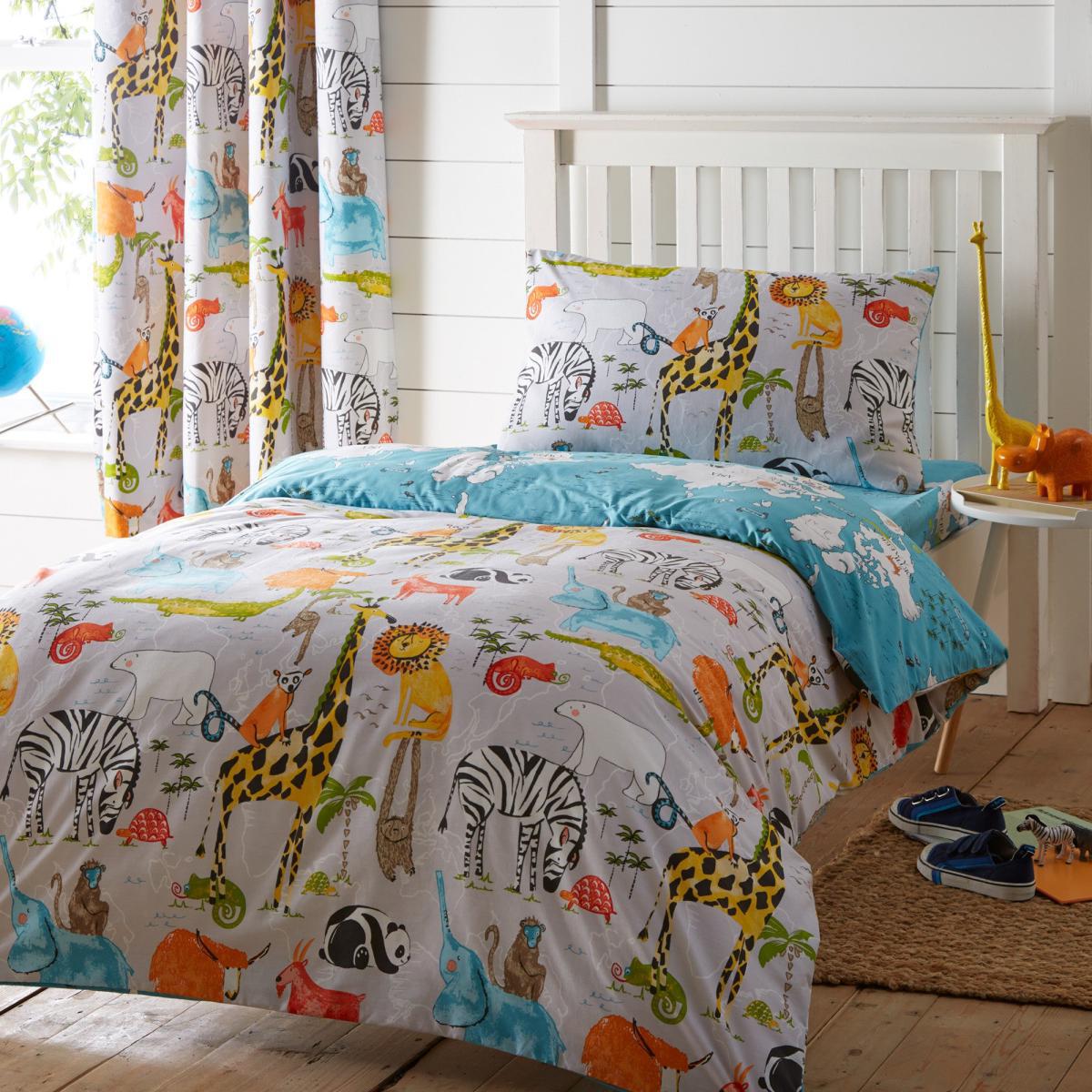 My World Reversible Duvet Cover and Pillowcase Set Blue, Red and Yellow – image 1