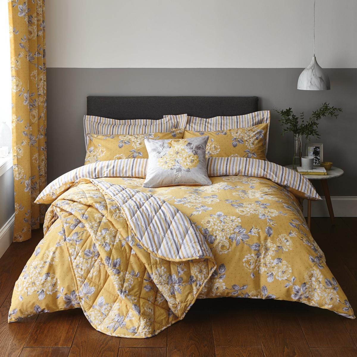 Ashbourne Ochre Reversible Duvet Cover and Pillowcase Set Ochre – image 6