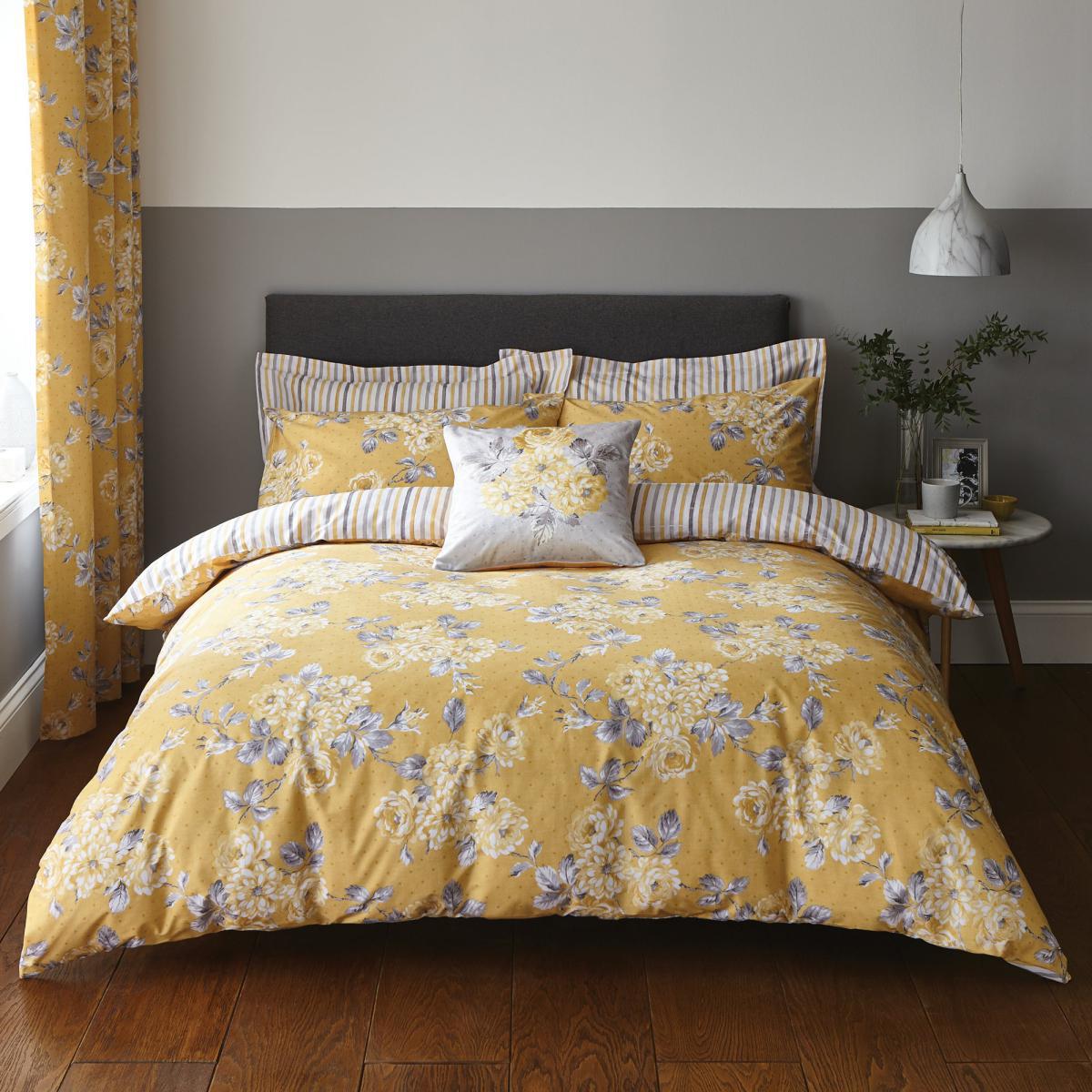 Ashbourne Ochre Reversible Duvet Cover and Pillowcase Set Ochre – image 7