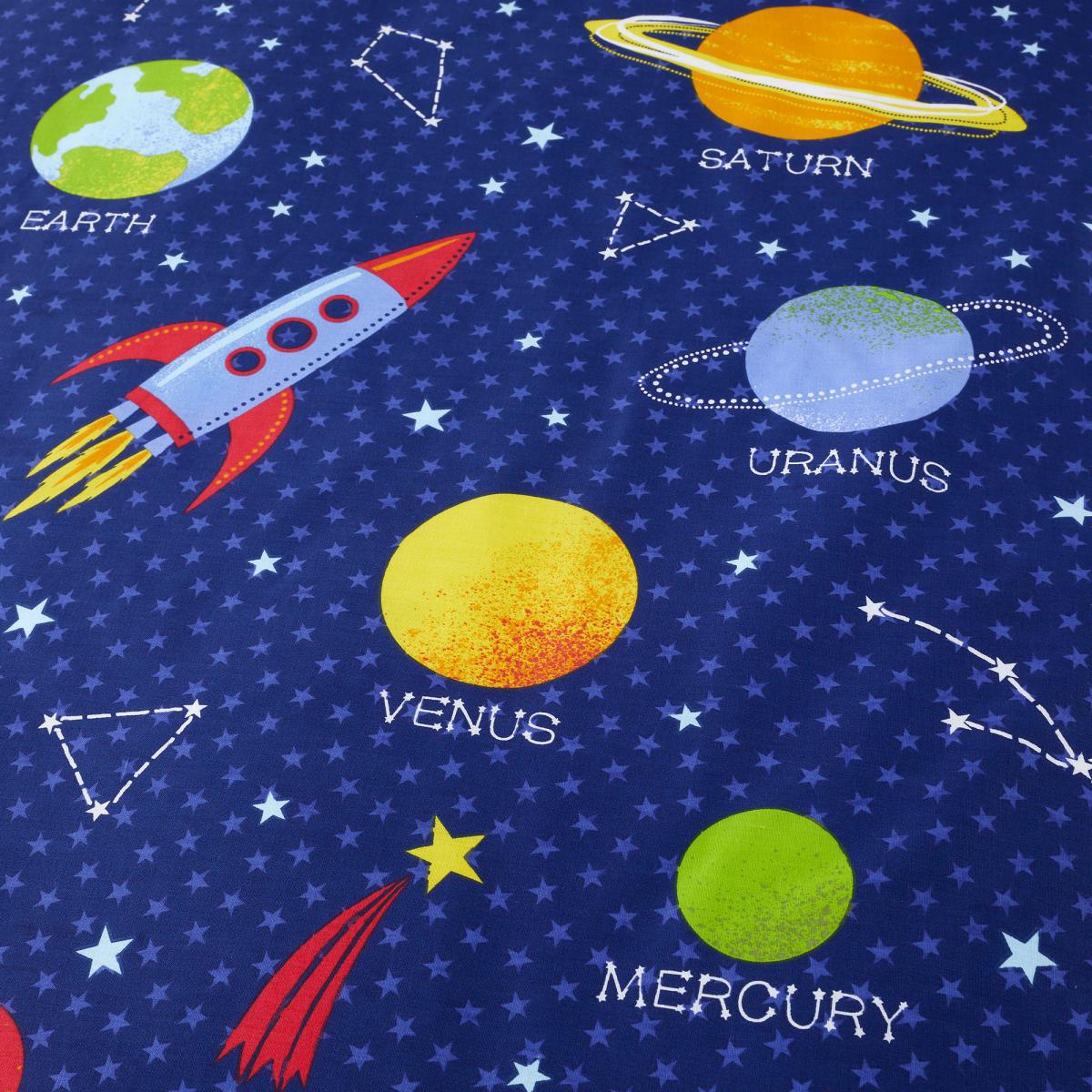 Space Glow in the Dark Duvet Cover and Pillowcase Set Navy (Blue) – image 9