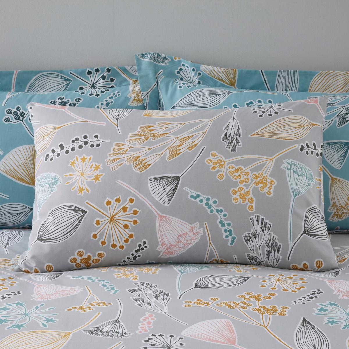 Elements Farley Grey Duvet Cover and Pillowcase Set Grey, Green and Yellow – image 5