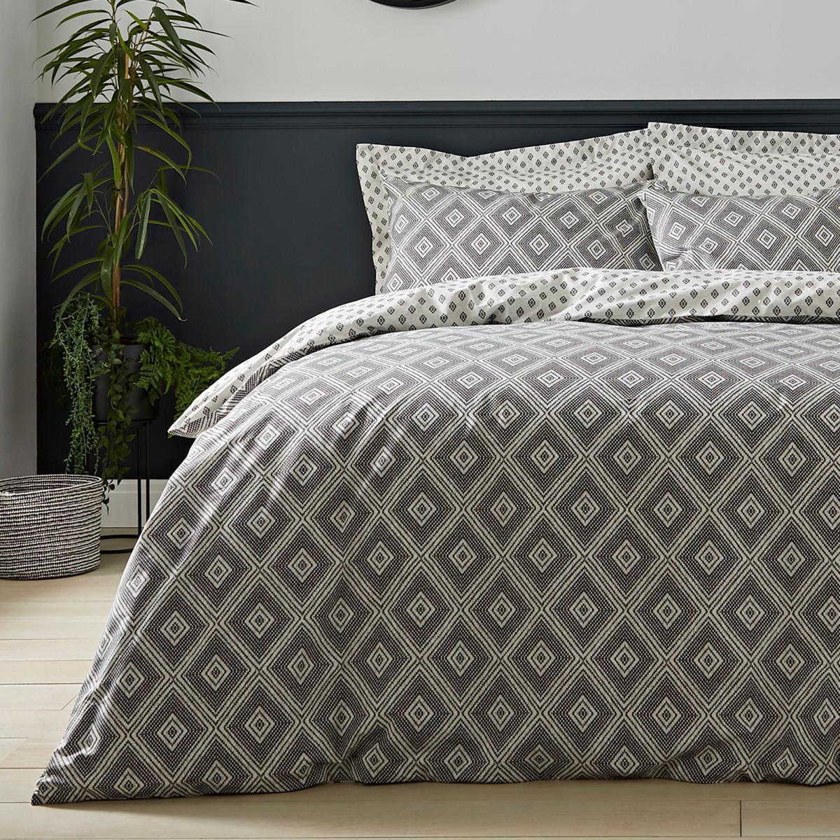 Neo Geometric 100% Cotton Duvet Cover and Pillowcase Set Black and white – image 2