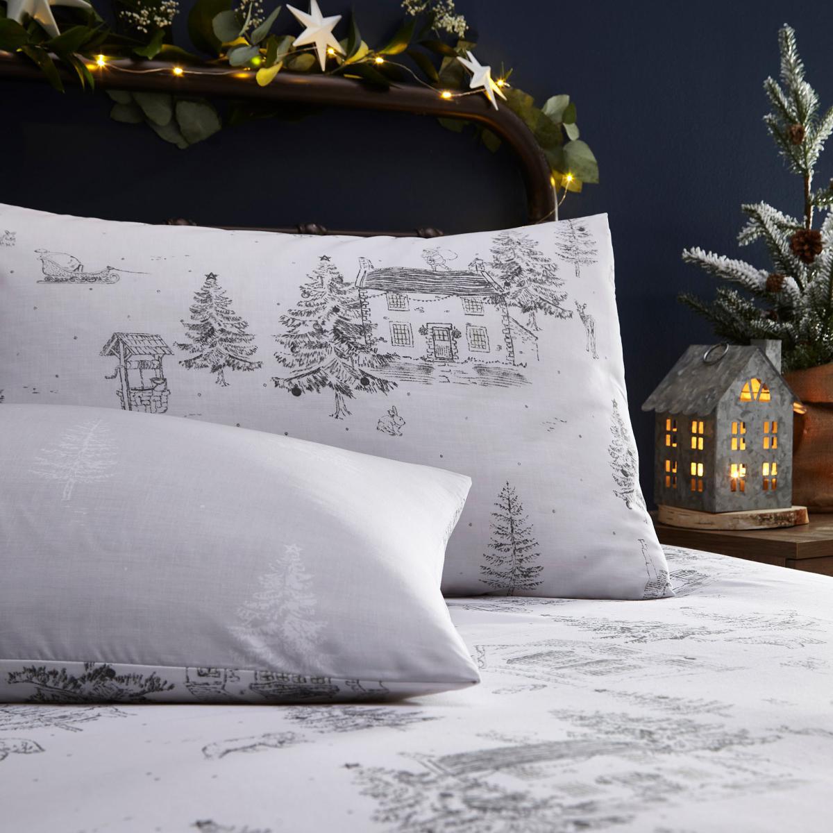 Furn. Midwinter Toile Duvet Cover and Pillowcase Set Snow White – image 3