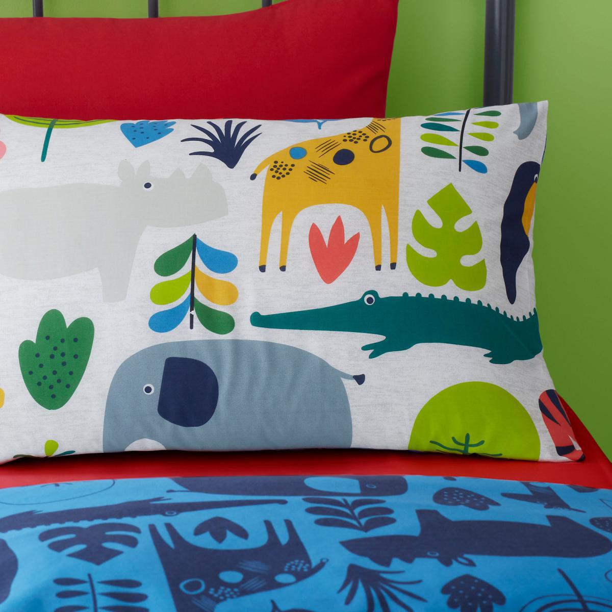 Elements Jungle 100% Cotton Reversible Duvet Cover and Pillowcase Set White, Green and Yellow – image 5