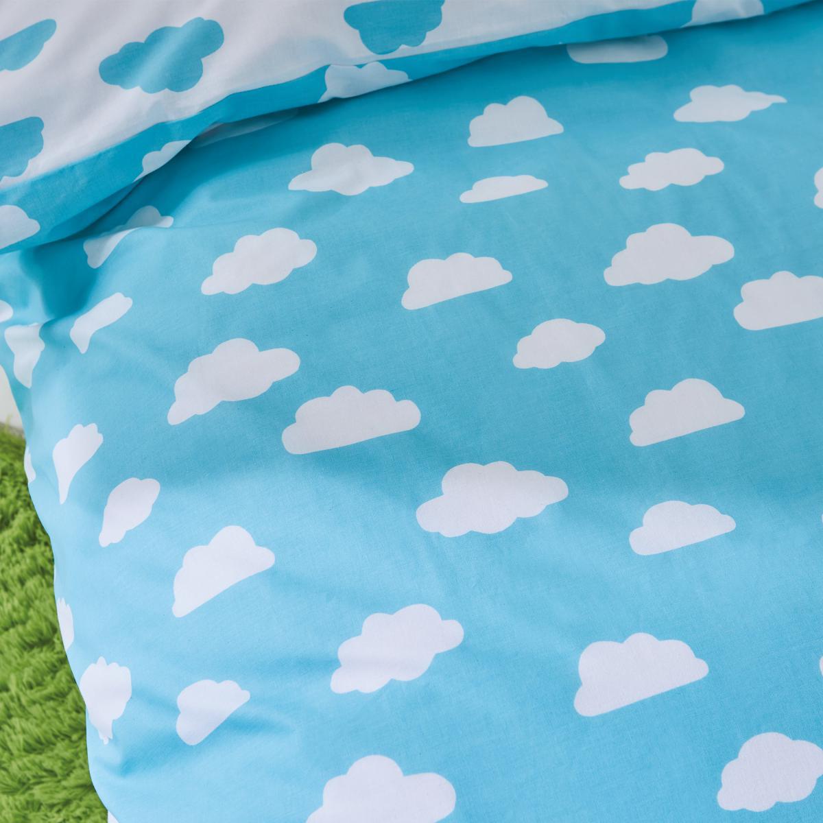 Born To Dream 100% Organic Cotton Duvet Cover and Pillowcase Set Light Blue – image 3