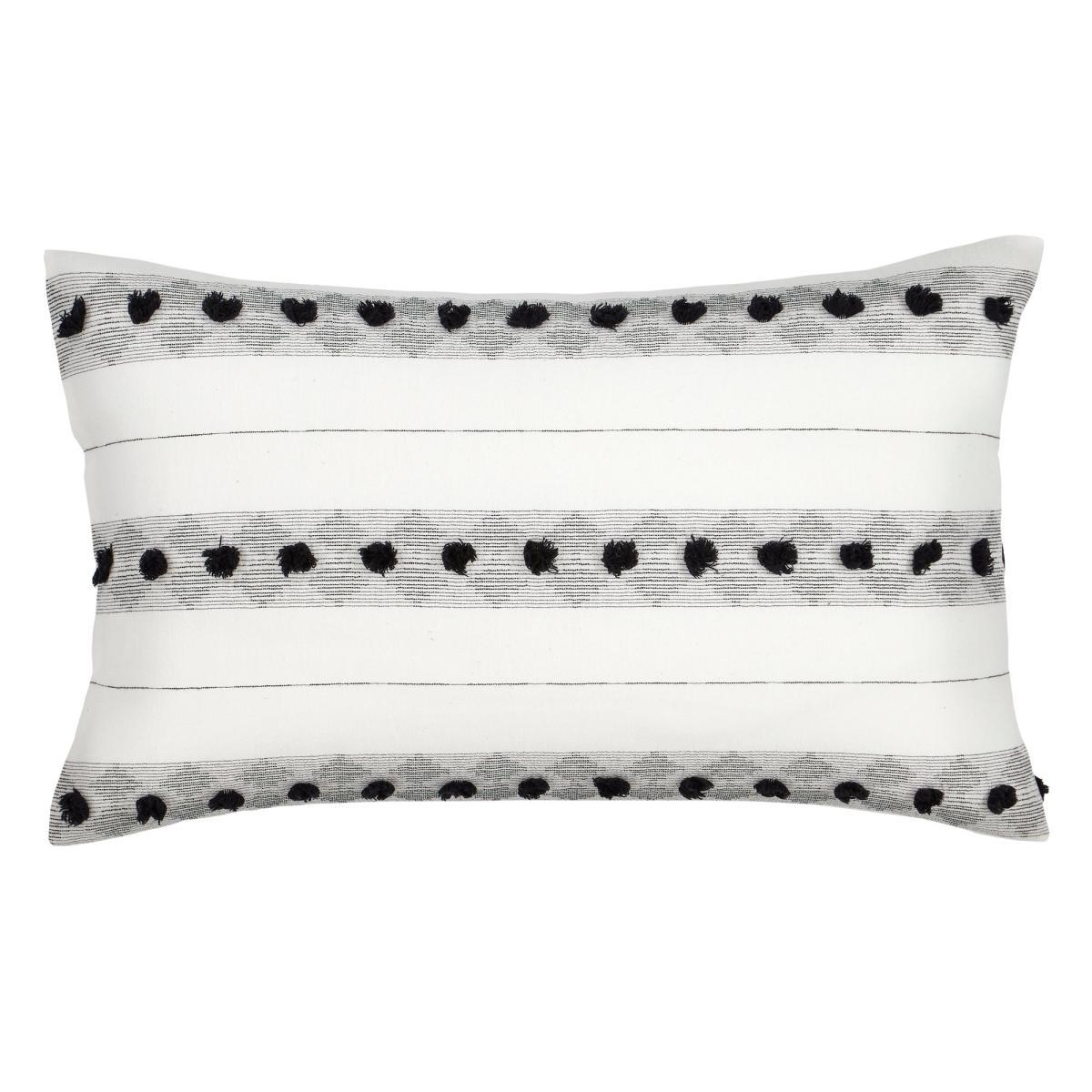 Malini Black Tufted 100% Cotton Duvet Cover and Pillowcase Set Black and white – image 4