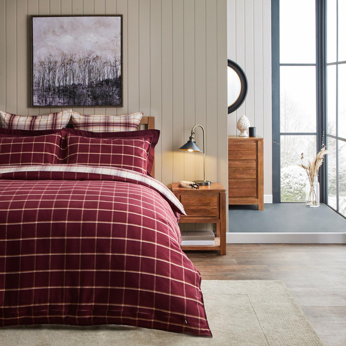 Dorma Finlay Reversible Red Checked Duvet Cover and Pillowcase Set Red, Yellow and White – image 2