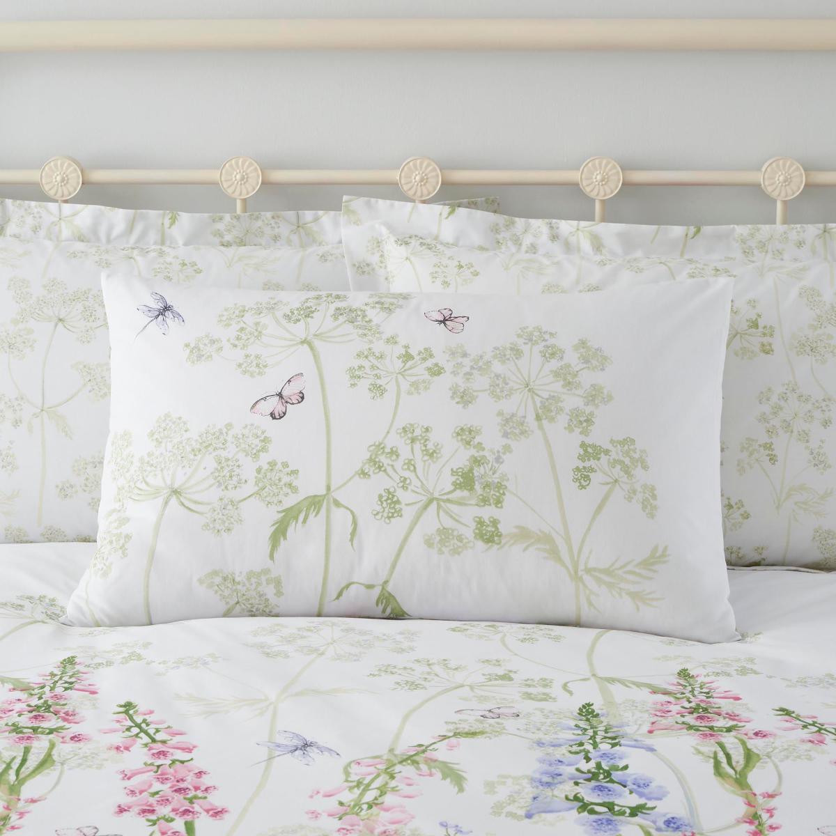 Felicity White Floral Reversible 100% Cotton Duvet Cover and Pillowcase Set White – image 4
