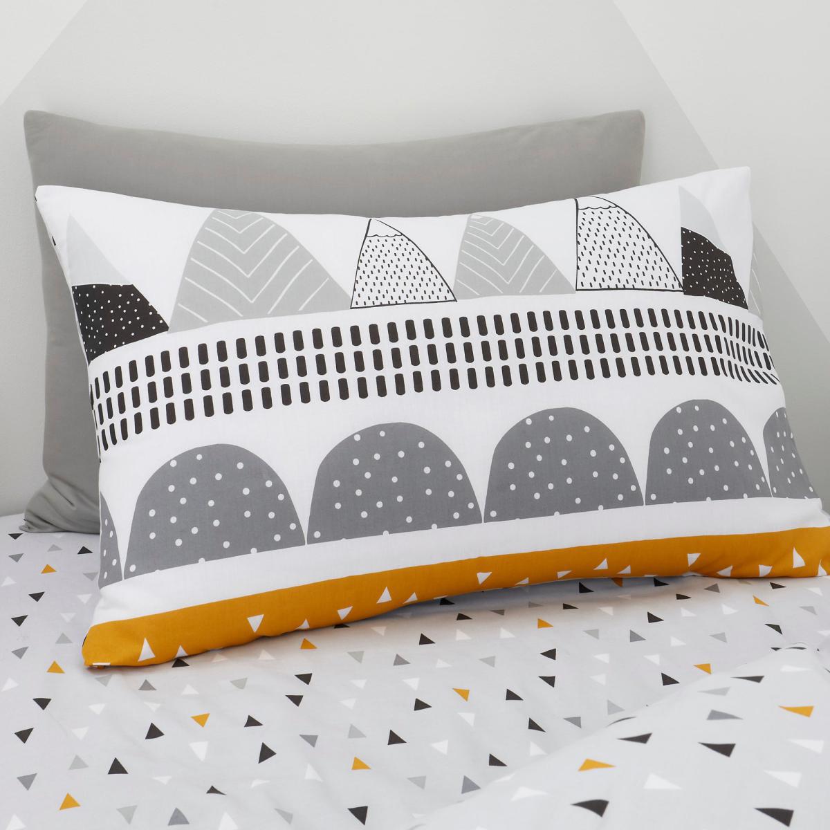 Elements Geosaurus 100% Cotton Duvet Cover and Pillowcase Twin Pack Set White, Grey and Yellow – image 6