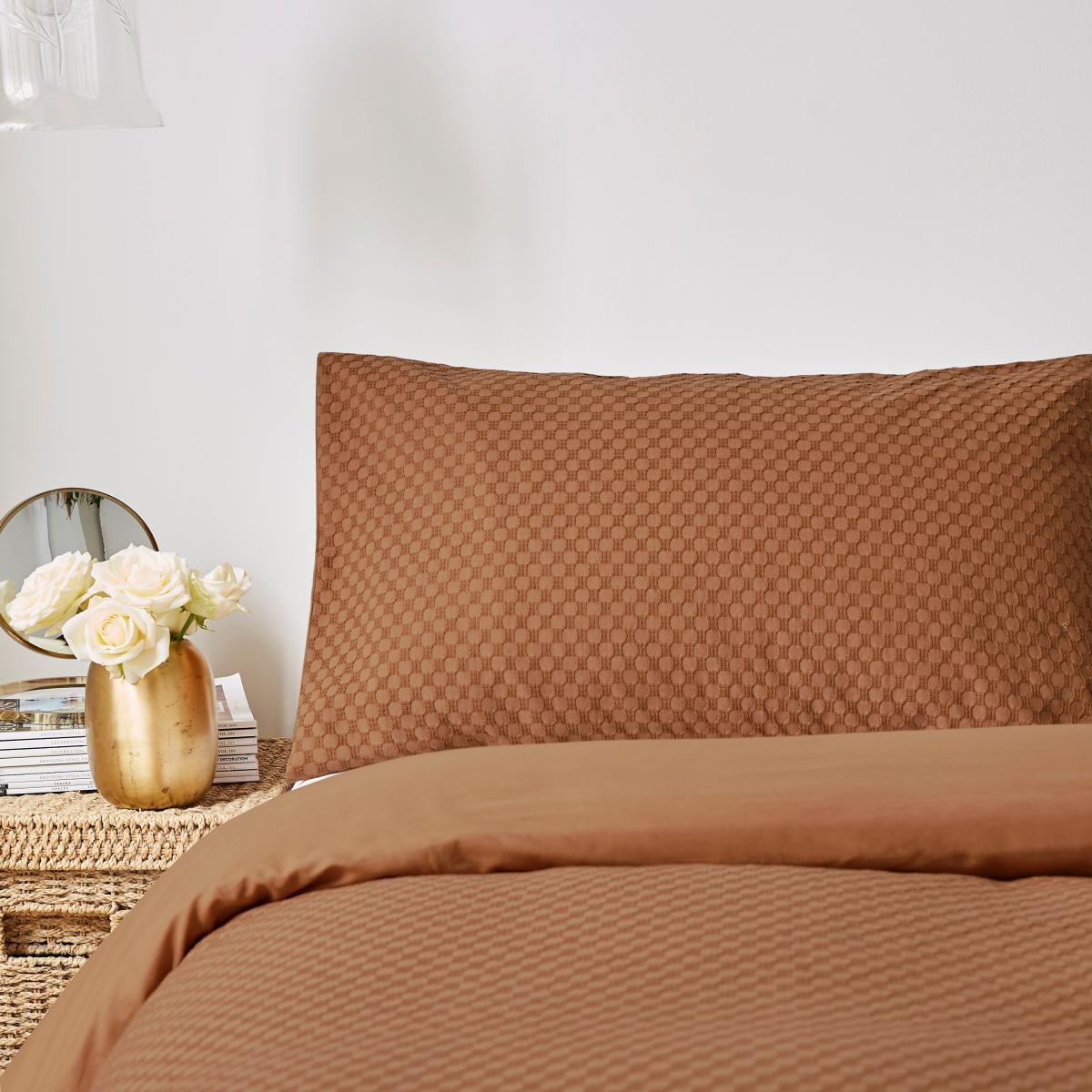 Aubrey Camel 100% Cotton Duvet Cover and Pillowcase Set Camel – image 2