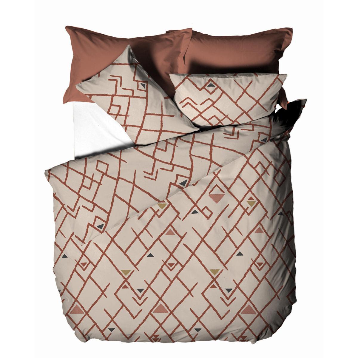 Furn. Riva Inka Brick Duvet Cover and Pillowcase Set Orange, White and Blue – image 4