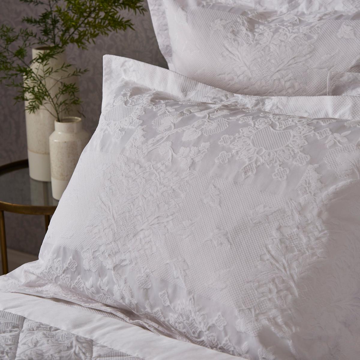 Dorma Purity Kempley Jacquard White Duvet Cover and Pillowcase Set White – image 4