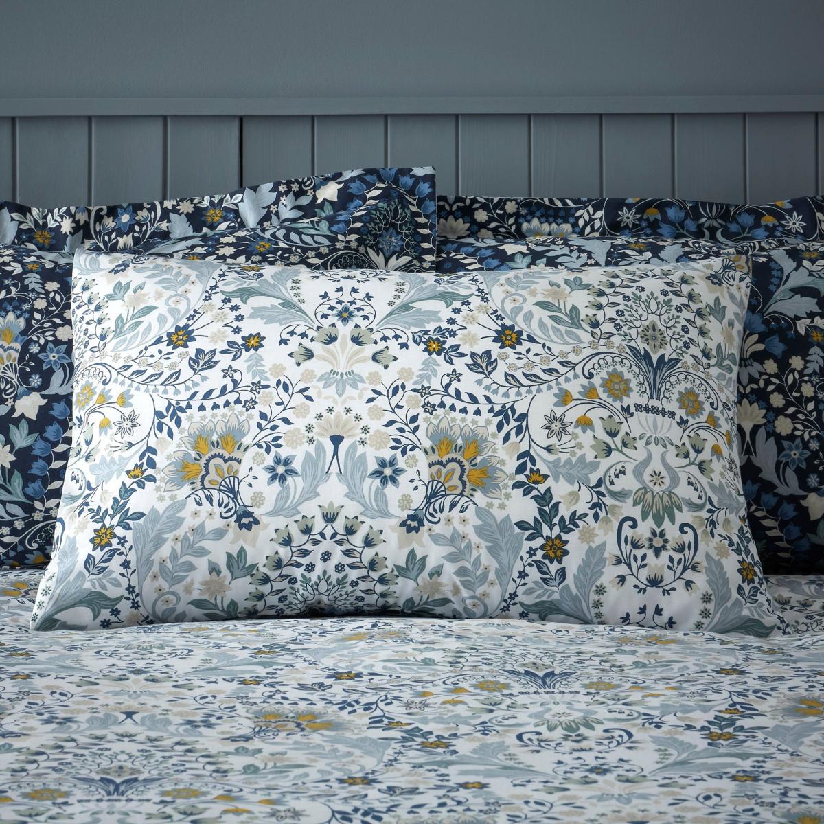 Hardwick Blue Duvet Cover and Pillowcase Set Blue, Yellow and White – image 4