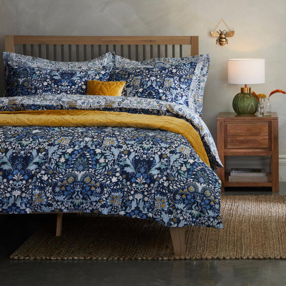 Hardwick Blue Duvet Cover and Pillowcase Set Blue, Yellow and White – image 8