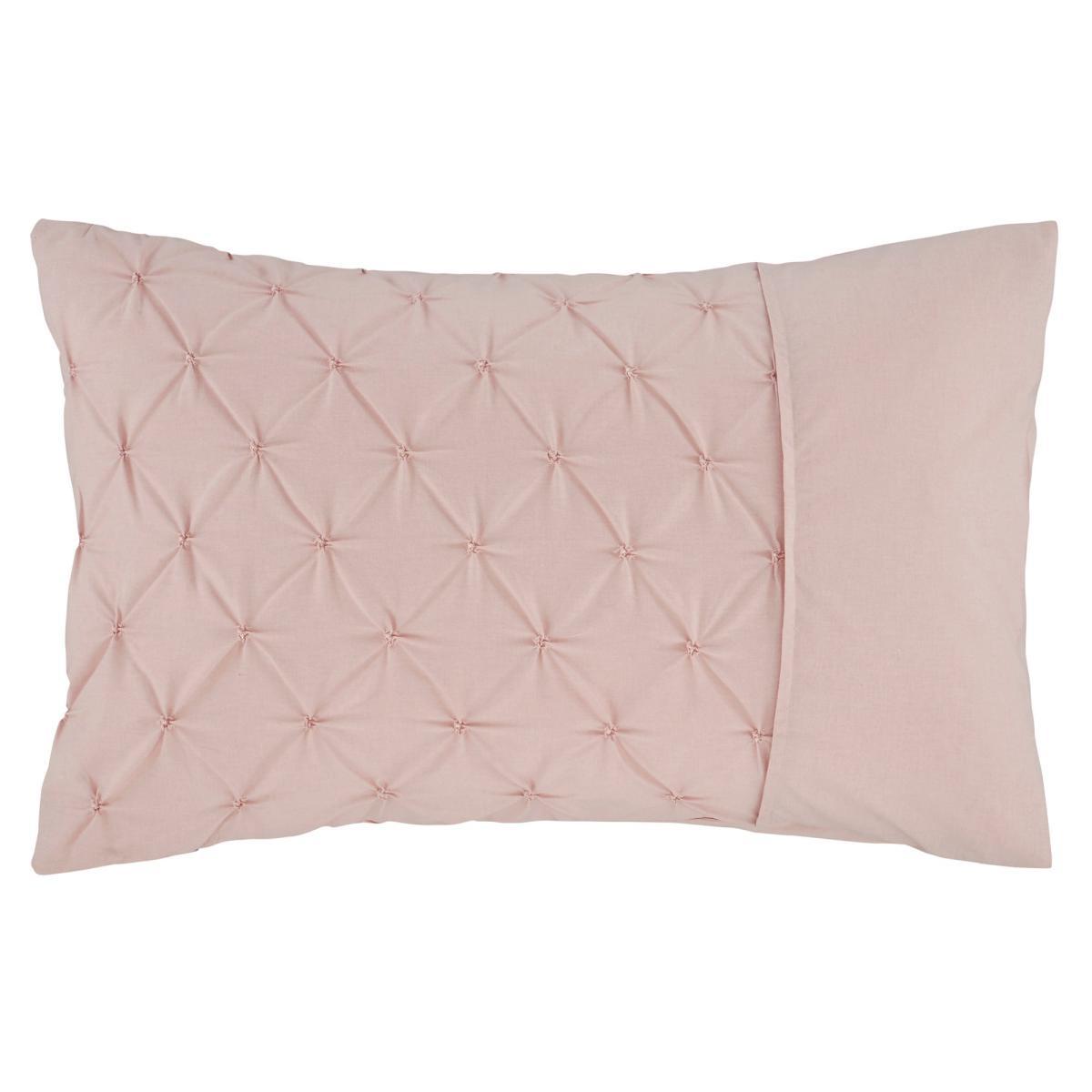 Leo Pintuck 100% Cotton Blush Duvet Cover and Pillowcase Set Blush (Pink) – image 4