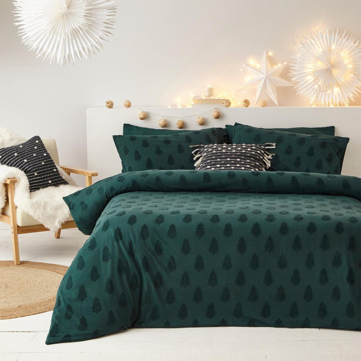 Furn. Tufted Tree Green Duvet Cover and Pillowcase Set Alpine (Green) – image 2