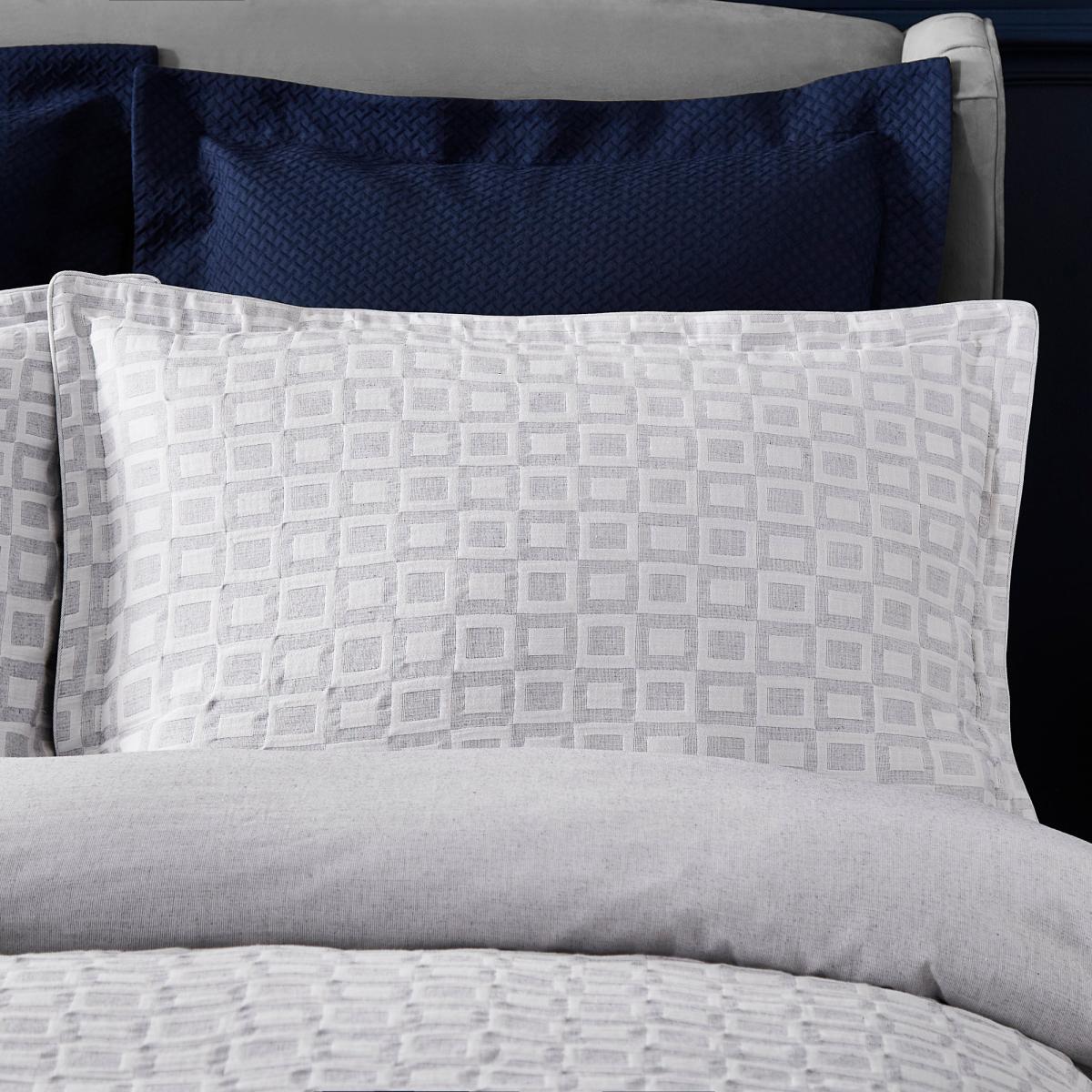 Dorma Bowden Jacquard Matelasse 100% Cotton Grey Duvet Cover and Pillowcase Set White – image 6