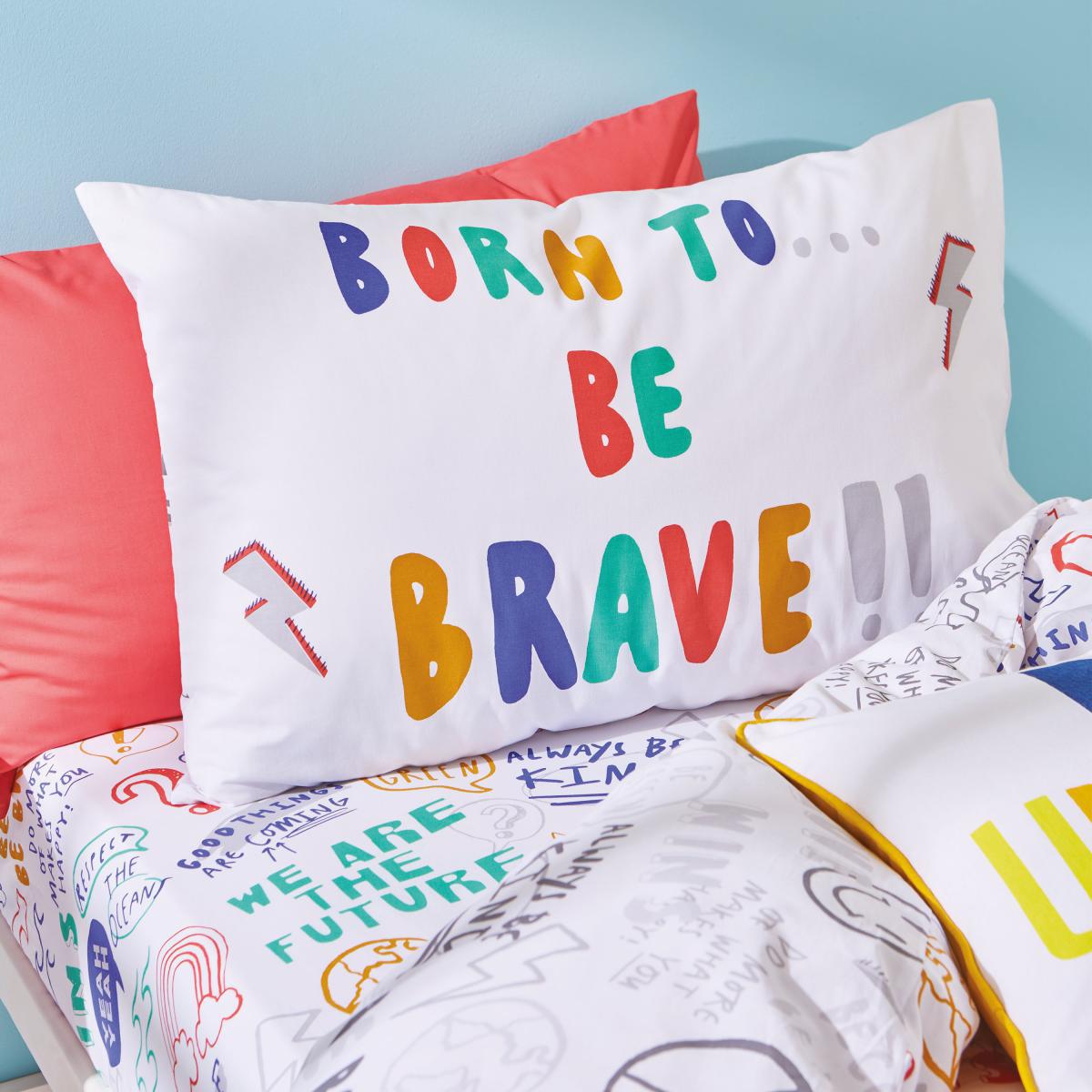 Born To Be Brave 100% Organic Cotton Duvet Cover and Pillowcase Set MultiColoured – image 2