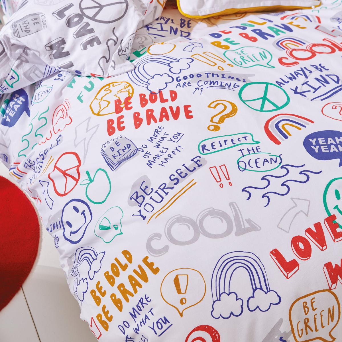 Born To Be Brave 100% Organic Cotton Duvet Cover and Pillowcase Set MultiColoured – image 3