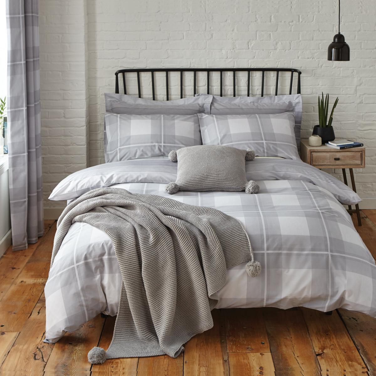 Colby Grey Reversible Duvet Cover and Pillowcase Set Grey – image 7