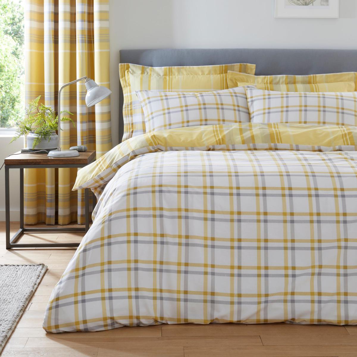 Ovie Ochre Reversible Duvet Cover and Pillowcase Set Ochre (Yellow) – image 2