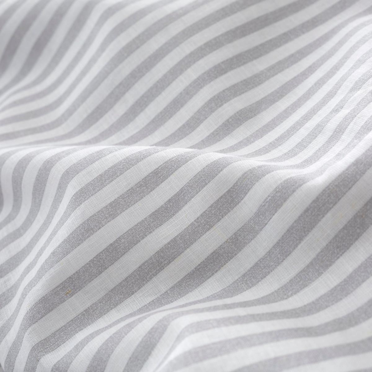 Leighton Grey Striped Linen Blend Duvet Cover and Pillowcase Set Light Grey – image 7