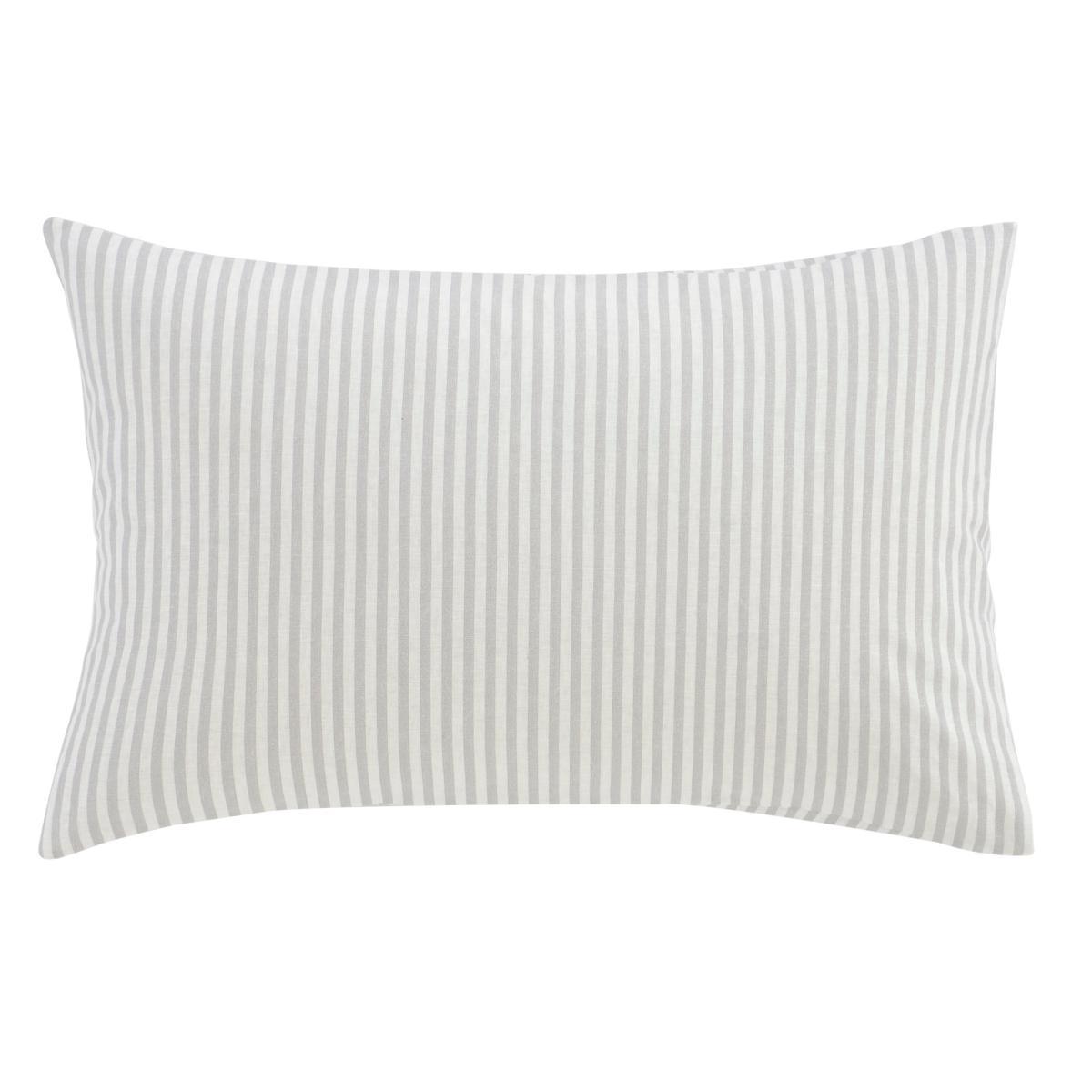 Leighton Grey Striped Linen Blend Duvet Cover and Pillowcase Set Light Grey – image 9