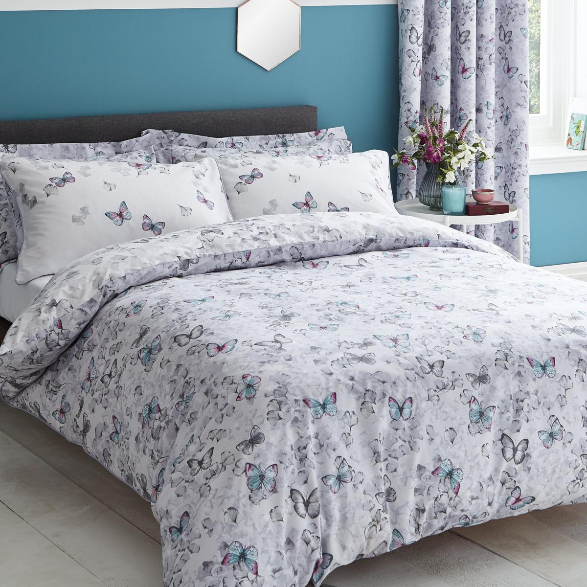 Ginkgo Butterfly White Reversible Duvet Cover and Pillowcase Set White – image 2