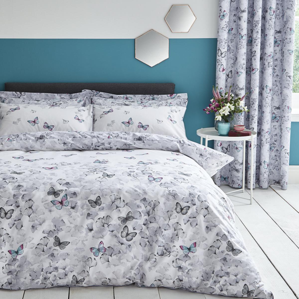 Ginkgo Butterfly White Reversible Duvet Cover and Pillowcase Set White – image 3