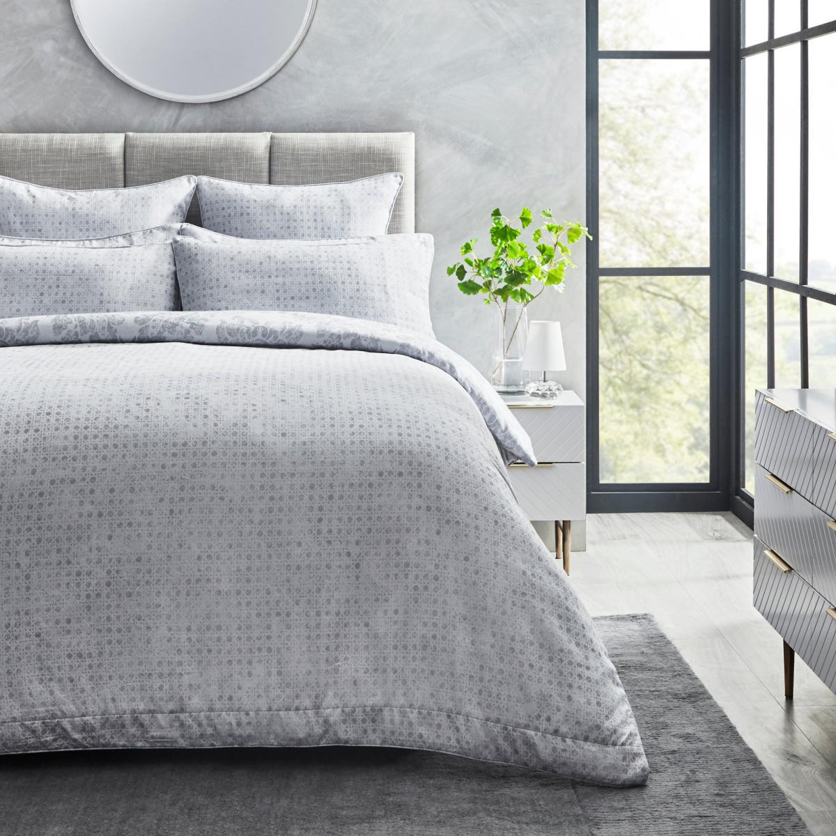 Dorma Orvieto Grey 100% Cotton Duvet Cover and Pillowcase Set Light Grey – image 2