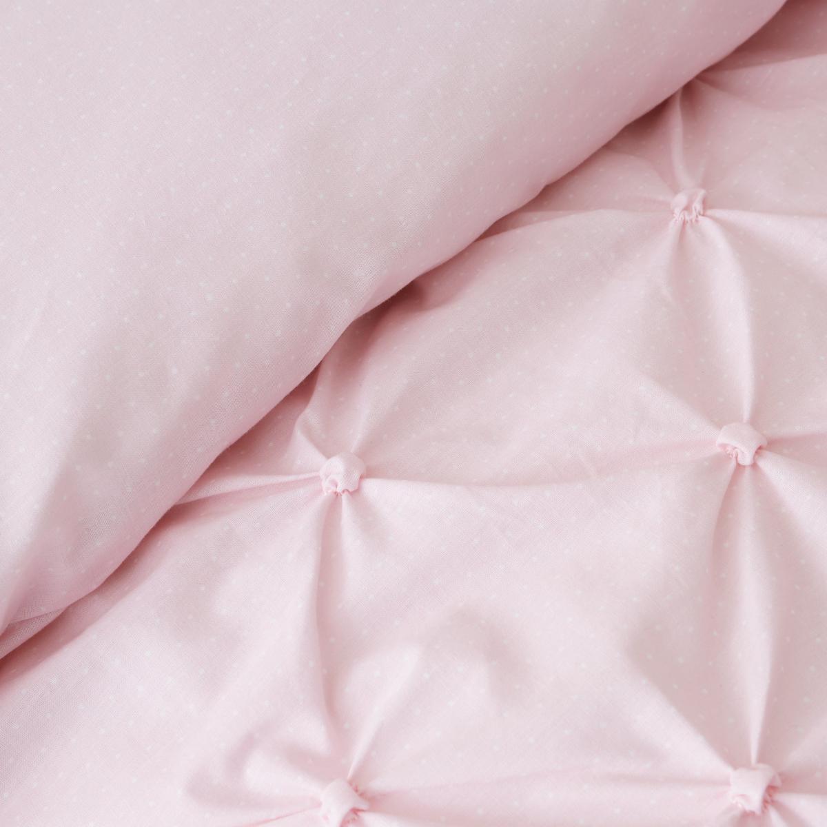 Pintuck Pink Polka Dot 100% Cotton Duvet Cover and Pillowcase Set Pink – image 6