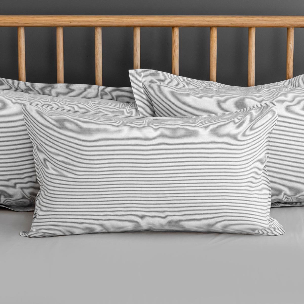 Riviera Grey Stripe 100% Cotton Duvet Cover and Pillowcase Set Grey – image 2