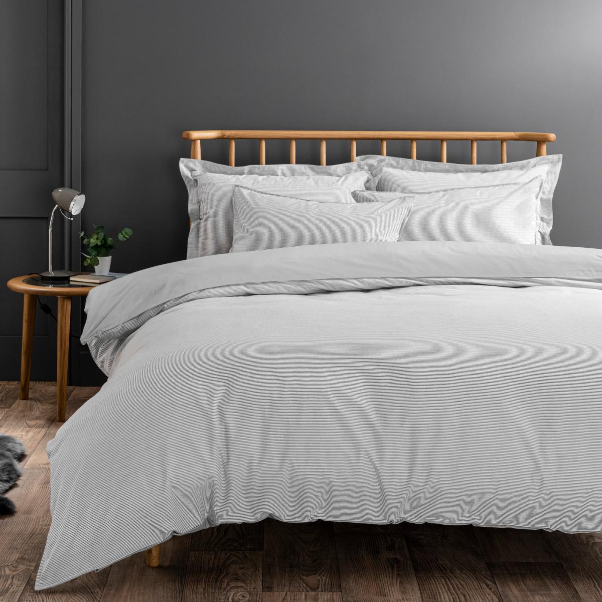 Riviera Grey Stripe 100% Cotton Duvet Cover and Pillowcase Set Grey – image 6