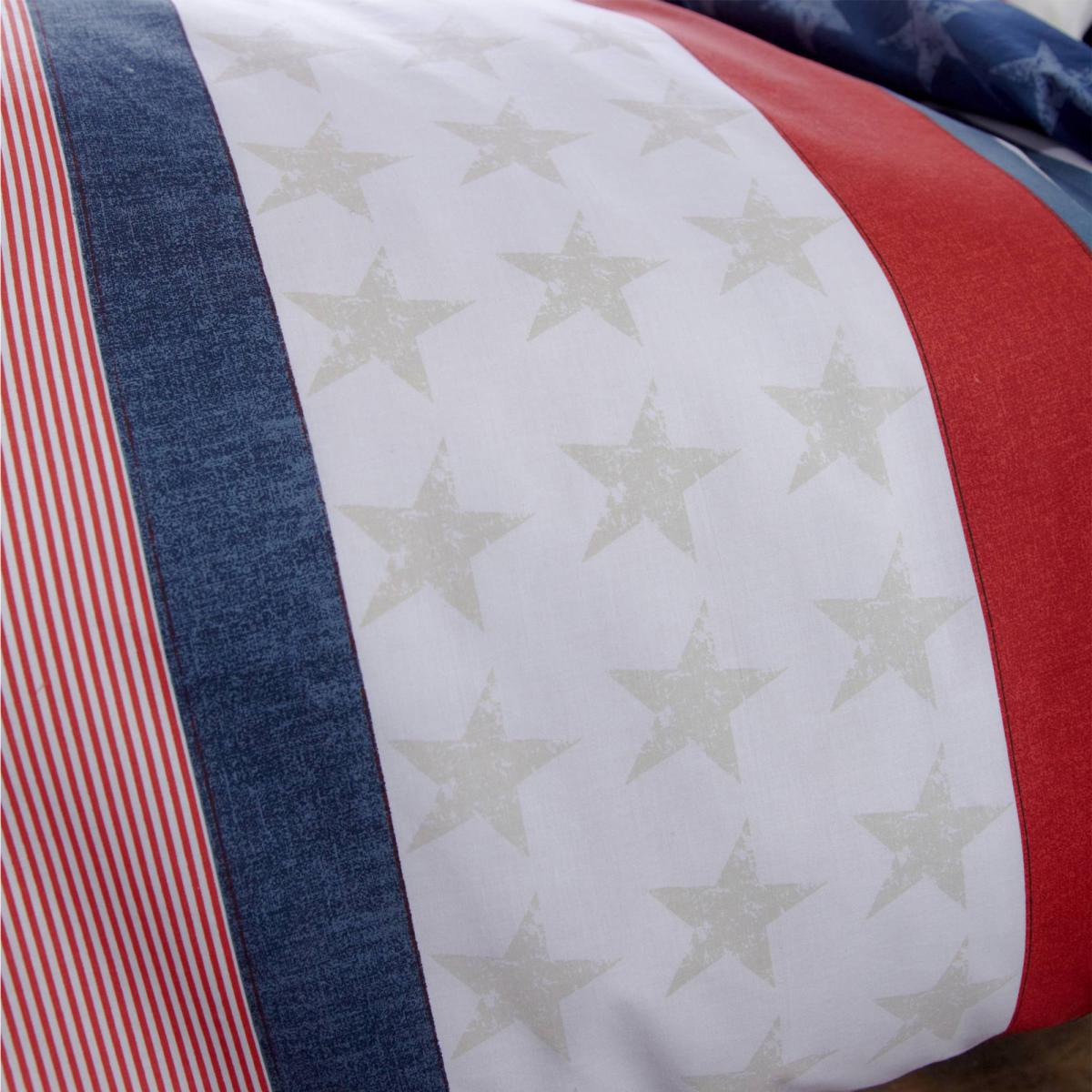 Catherine Lansfield Stars and Stripes Duvet Cover and Pillowcase Set Blue And Red – image 3