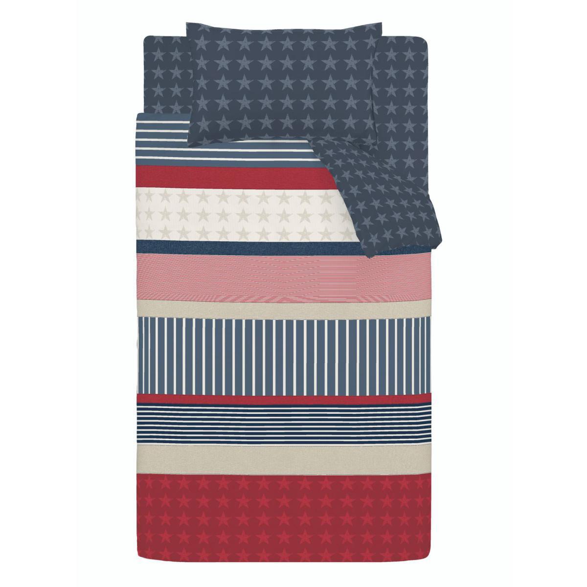 Catherine Lansfield Stars and Stripes Duvet Cover and Pillowcase Set Blue And Red – image 4