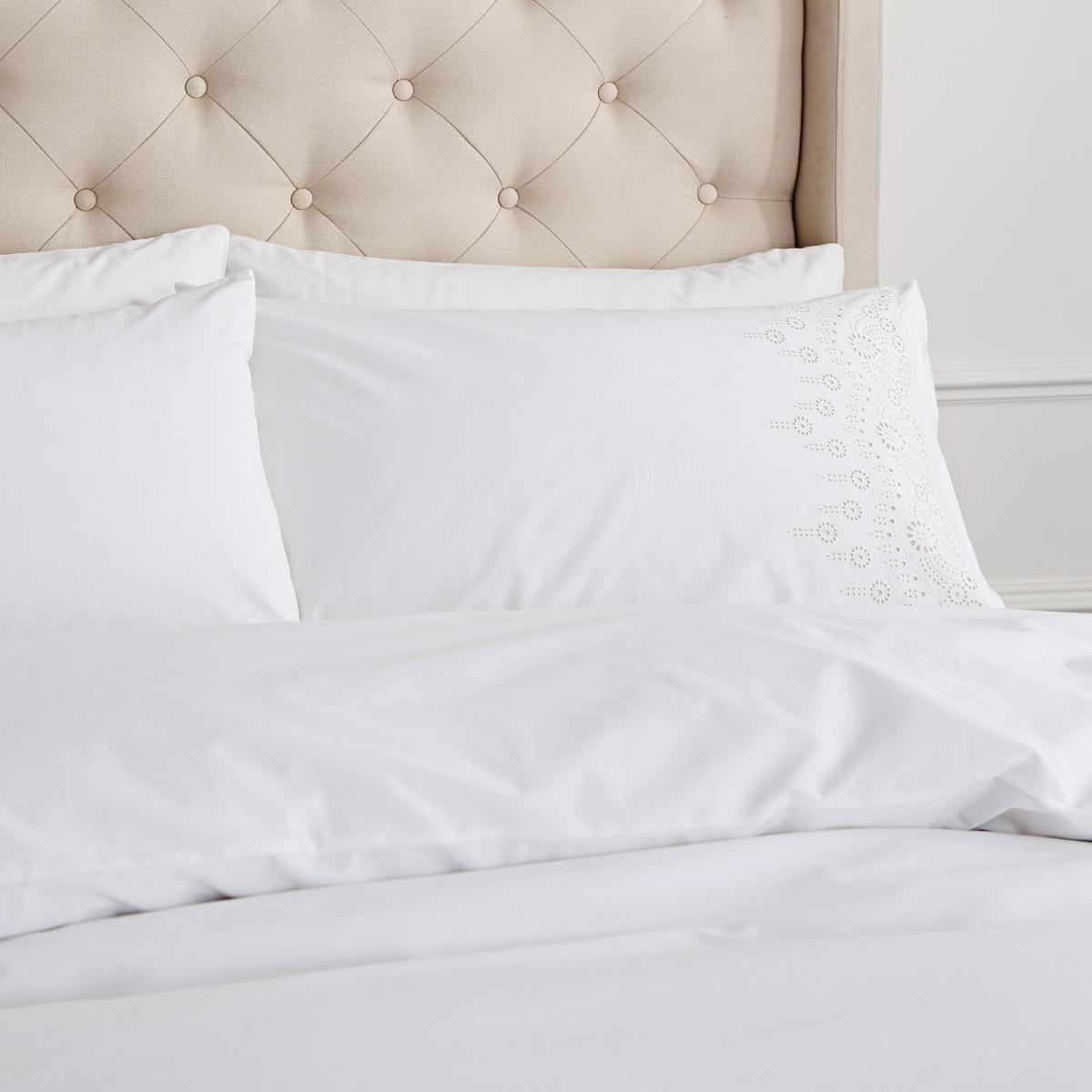 Bianca Embroidery Anglaise White 100% Cotton Duvet Cover and Pillowcase Set White – image 2