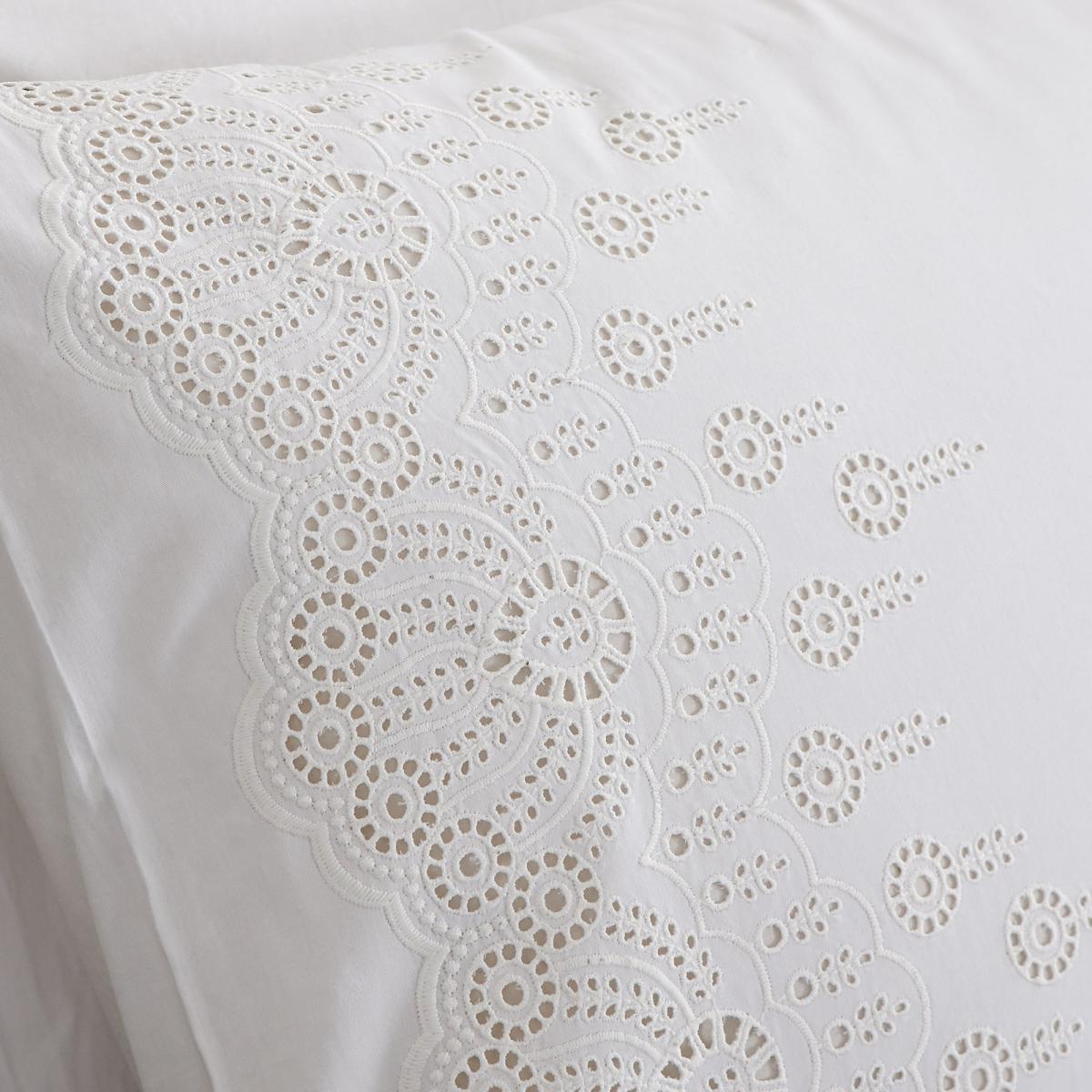Bianca Embroidery Anglaise White 100% Cotton Duvet Cover and Pillowcase Set White – image 3