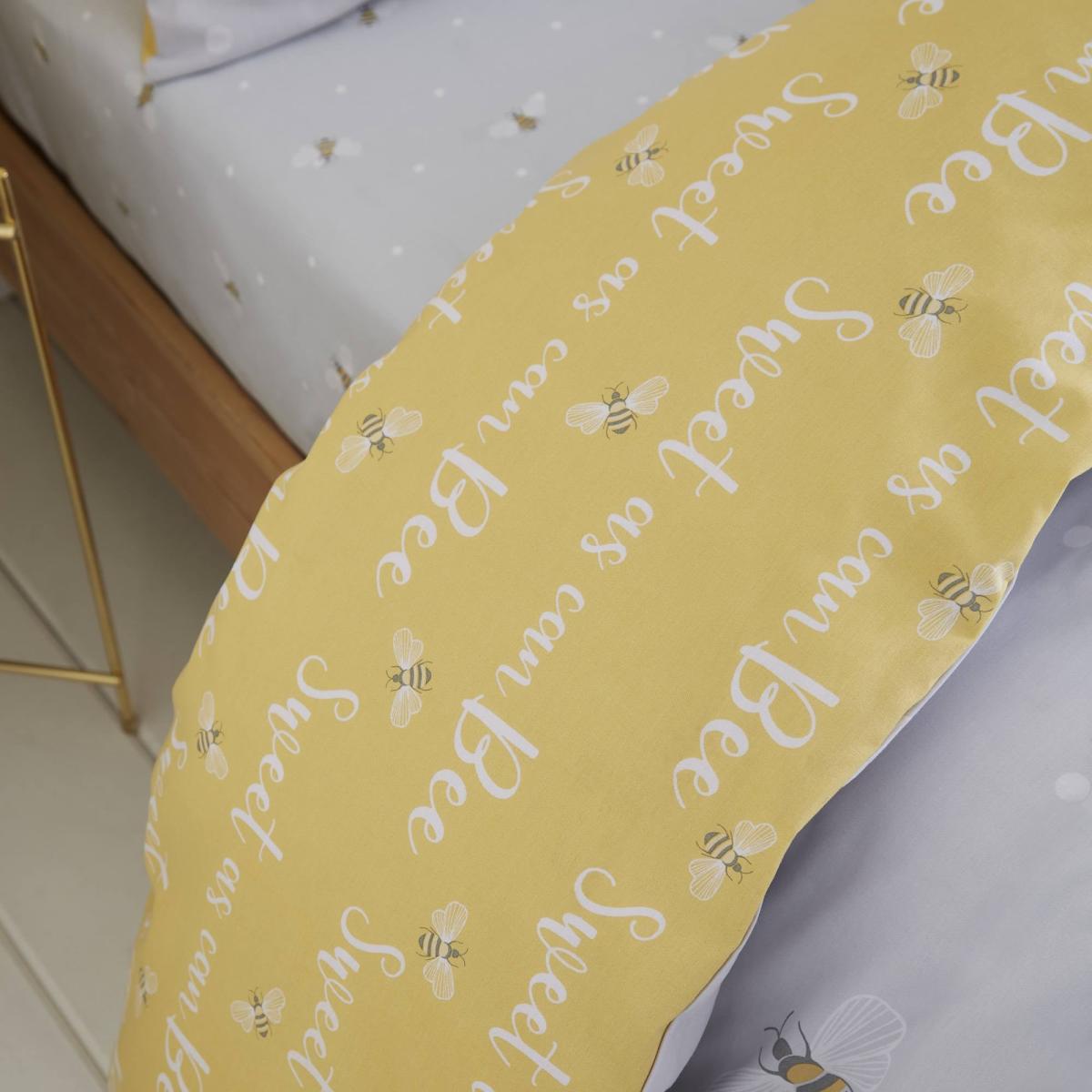 Catherine Lansfield As Sweet as Can Be Pom Pom Duvet Cover and Pillowcase Set Ochre – image 3