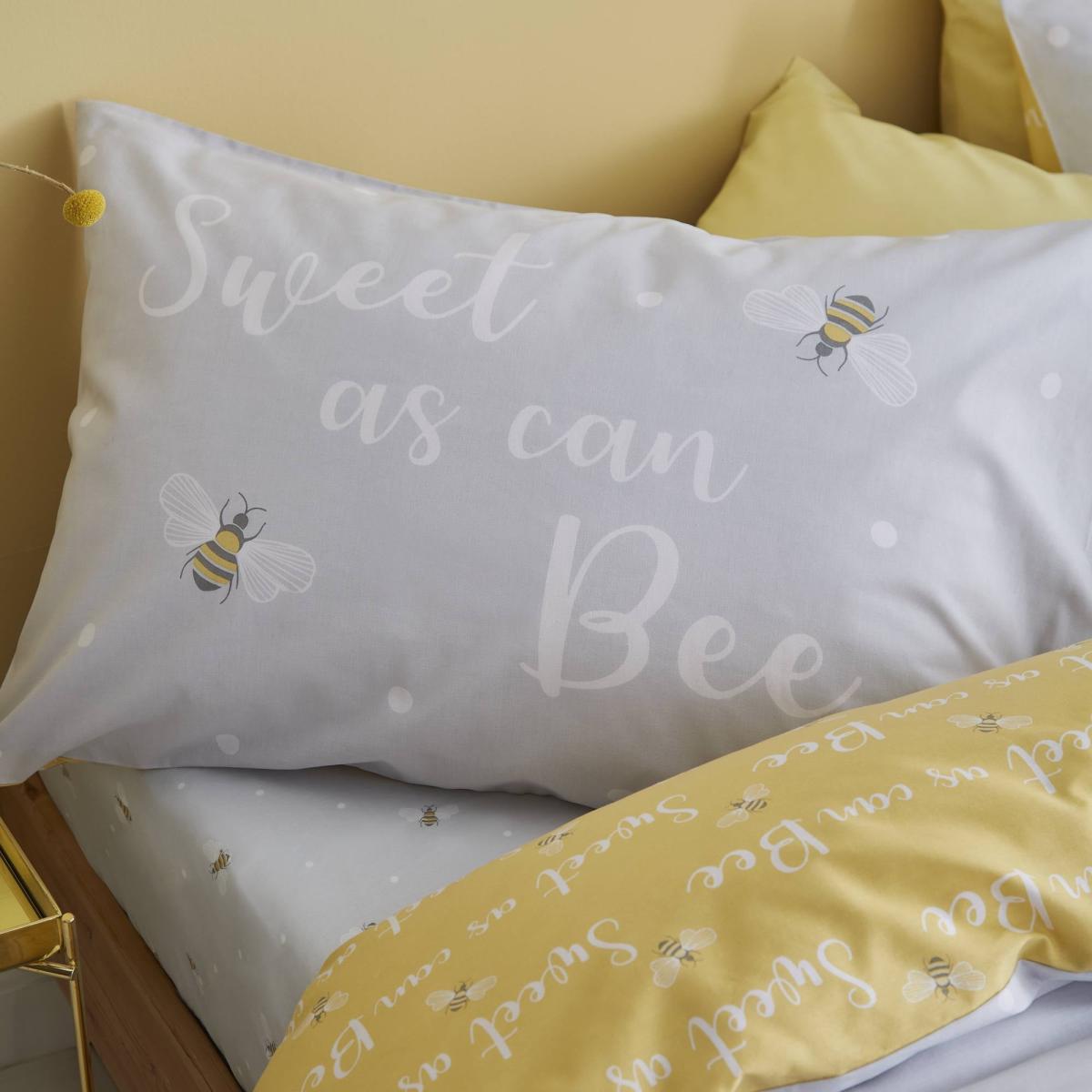 Catherine Lansfield As Sweet as Can Be Pom Pom Duvet Cover and Pillowcase Set Ochre – image 4