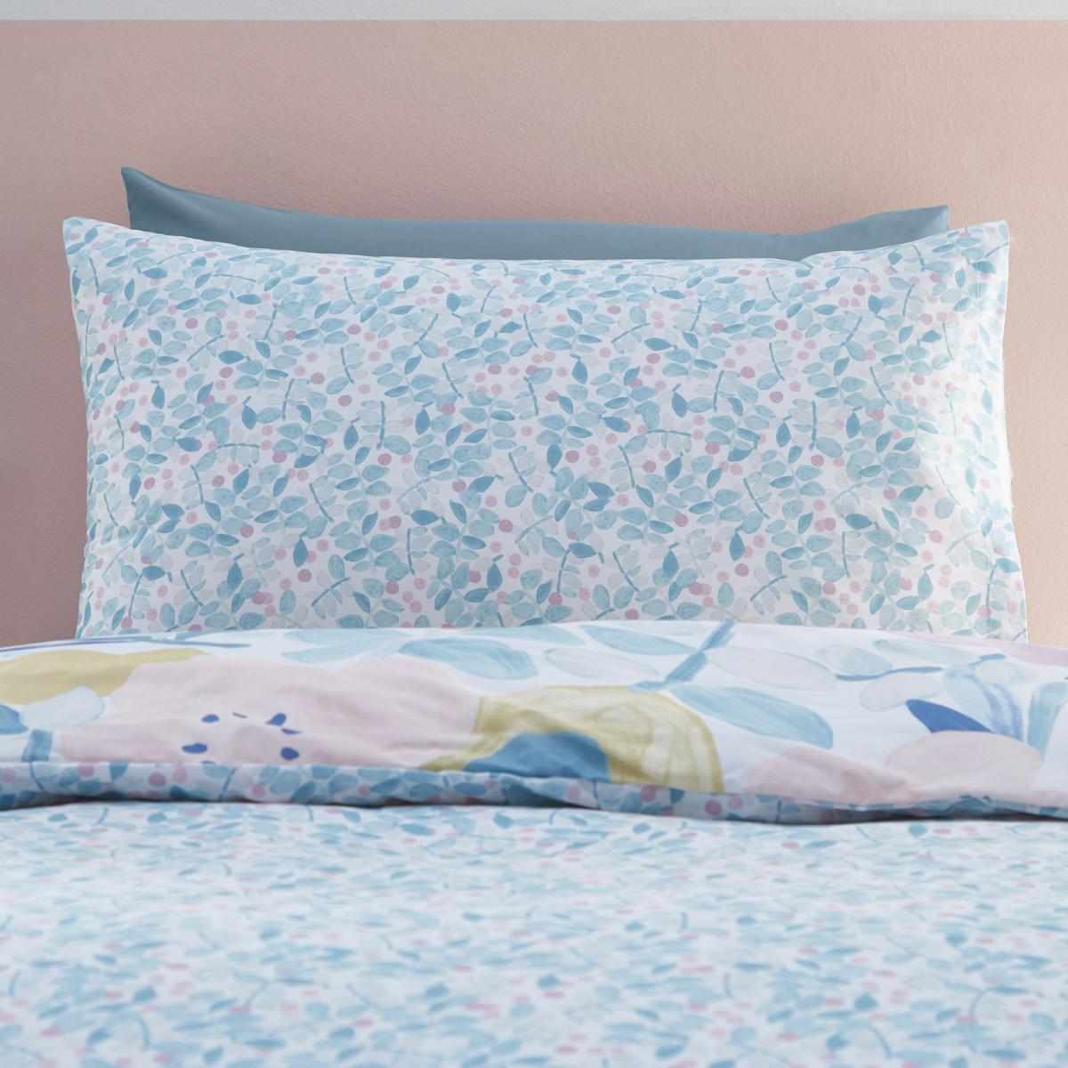 Naive Floral Blue 100% Cotton Reversible Duvet Cover and Pillowcase Set Blue – image 4